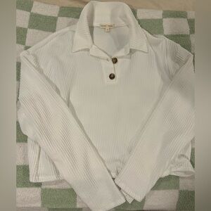 Moa Moa White Textured Long Sleeve Top